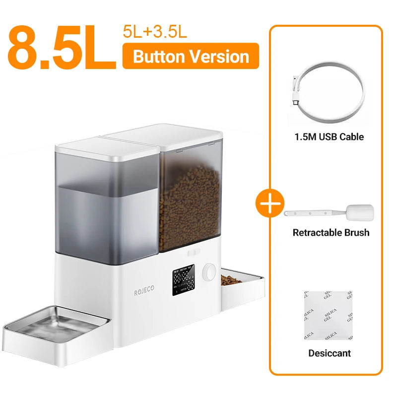 ROJECO 2In1 Automatic Pet Feeder And Water Fountain