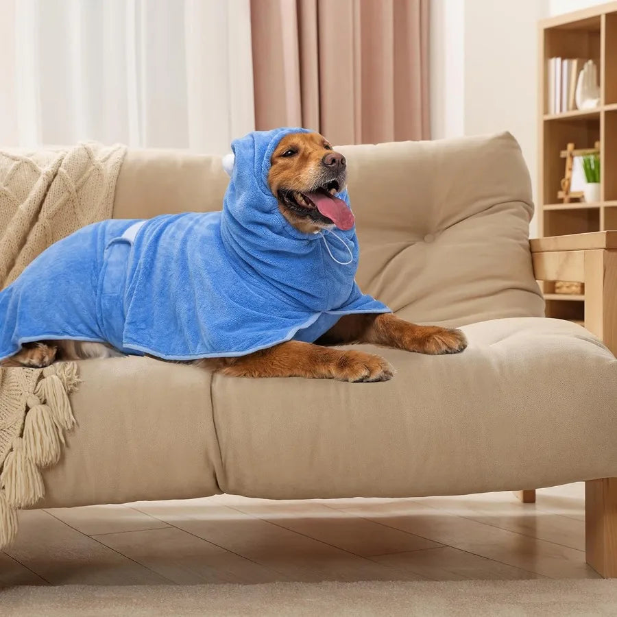 ABEKA Absorbent Dog Bath Towel Hooded Pet Robe Quick Drying