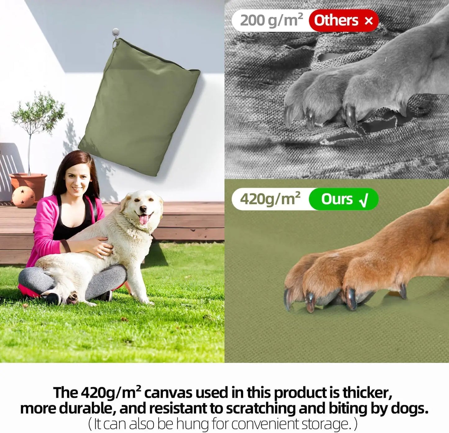 Waterproof Dog Bed With Removable Washable Cover For Indoor Outdoor
