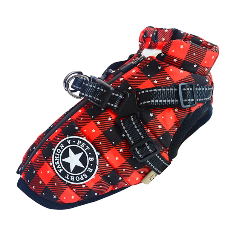 Winter Waterproof Dog Jacket With Harness For Labrador Chihuahua Outdoor