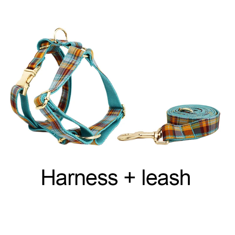 YTYINC Custom Logo Dog Collar Leash Harness Bow Set