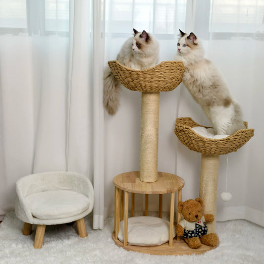 BINGOPAWCN 3-Tier Cat Tree Tower With Plush Cushions