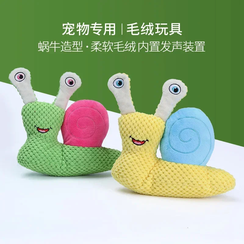 Hign-concerned Chemical Snail Shaped Bite Resistant Plush Squeaky Dog Toy
