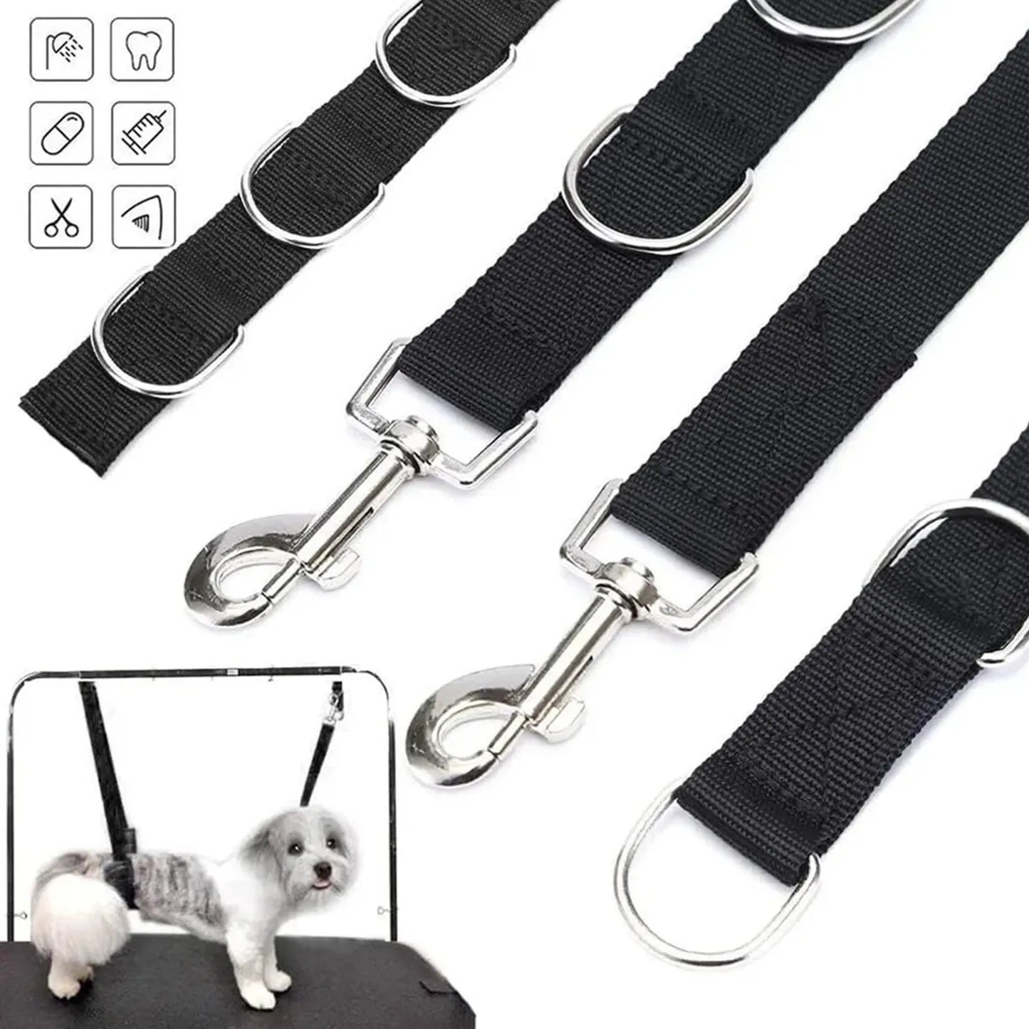 Adjustable Nylon Pet Grooming Abdominal Strap Bath Restraint D Ring