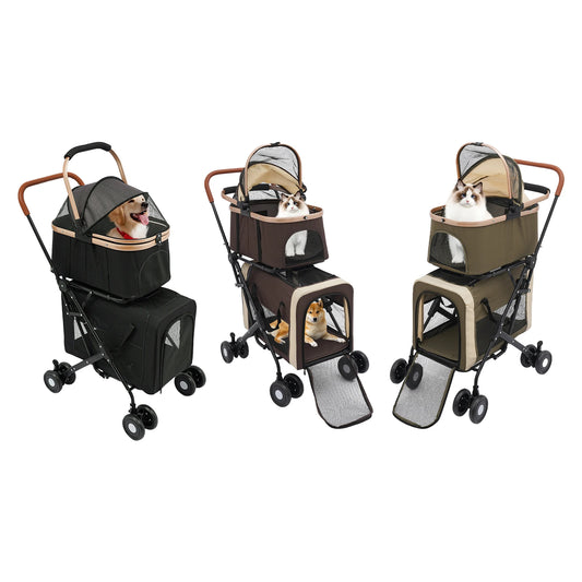 Breed 3-In-1 Multifunctional Pet Stroller With Two Carriers