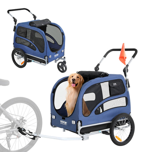 SucceBuy Universal Dog Bike Trailer Two-in-One Pet Stroller
