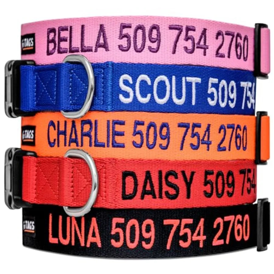 Personalized Dog Collar Embroidered With Pet Name And Phone Number