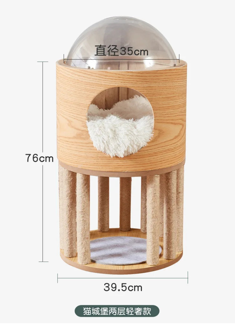 Smvp Cat Space Transparent Capsule Nest Bed For Climbing Cats Wooden