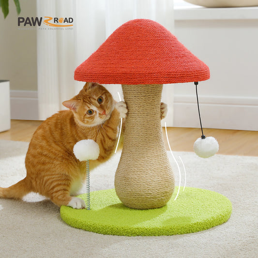 PAWZ Road Mushroom Cat Scratching Post With Sisal And Pompoms