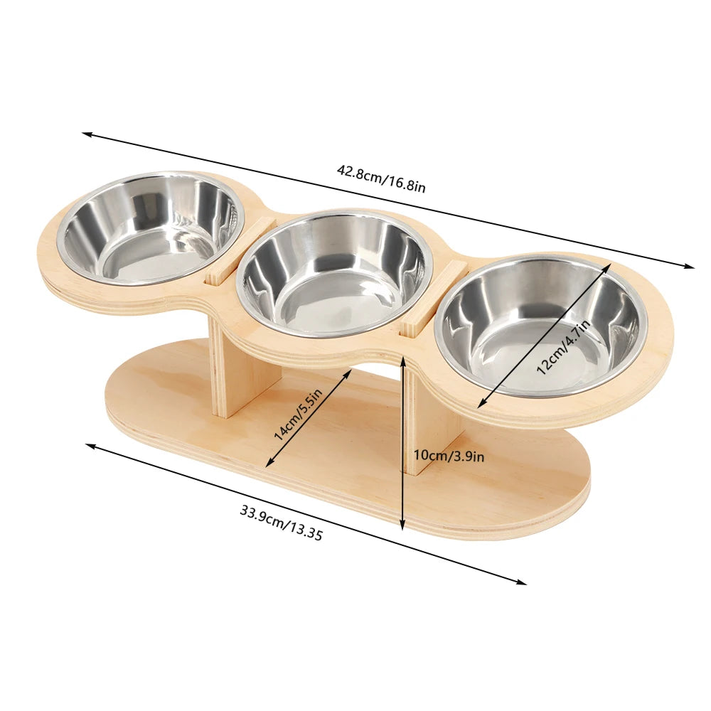 PETRAVEL Cat 3 Bowls in 1 Feeder Tilted Raised Bowls