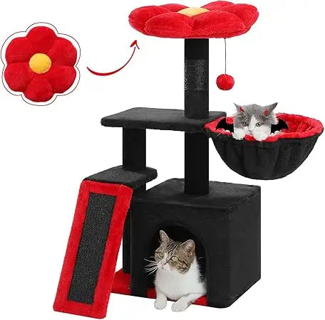 Gothic Style Indoor Cat Tree Flower Tower With Hammock