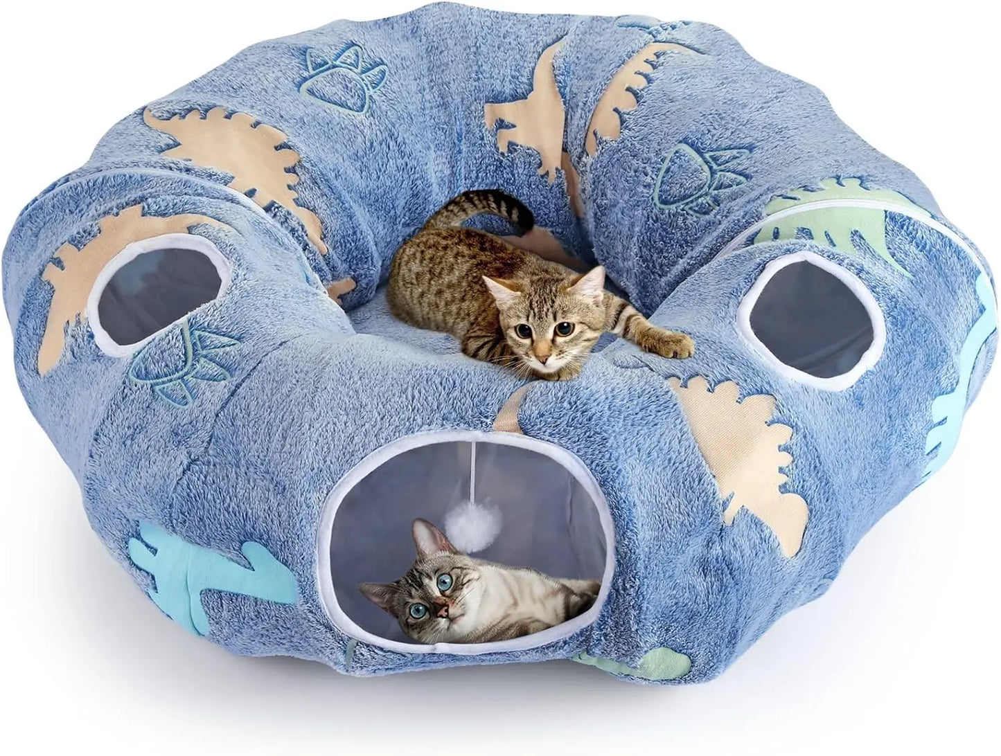 Cat Tunnel Bed Foldable Plush Donut Cave For Indoor Cats
