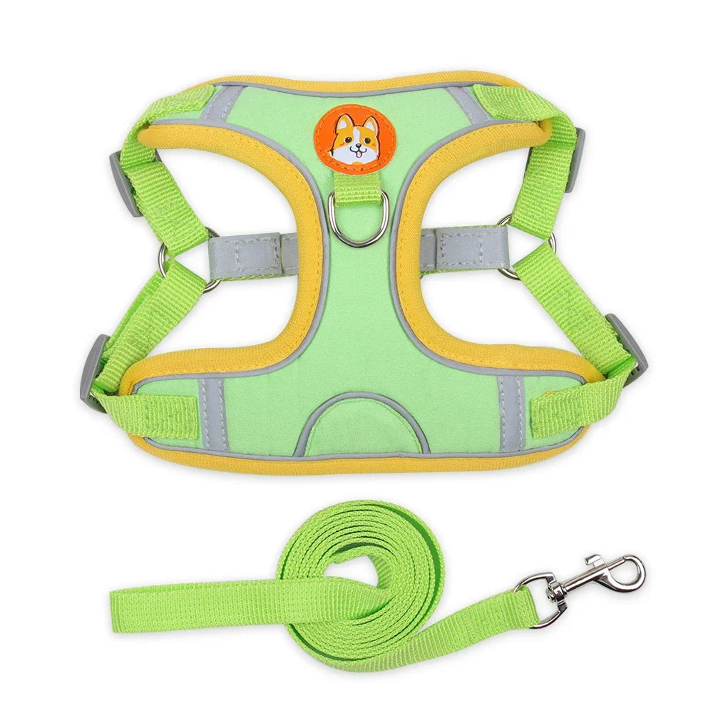 Adjustable Dog Harness And Leash Set Reflective For Pets Walking