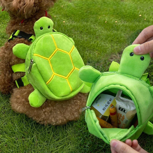 Turtle Shape Dog Backpack Snack Bag For Puppies Large Capacity