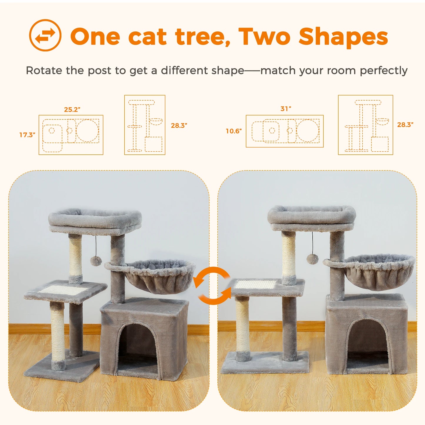 PAWZ Road Cat Tree Tower For Indoor Cats Two Styles