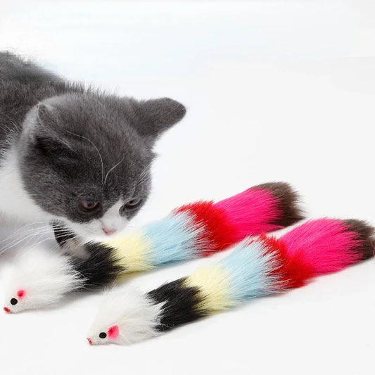 Guangdong Real Rabbit Fur Cat Toy Mouse With Bells