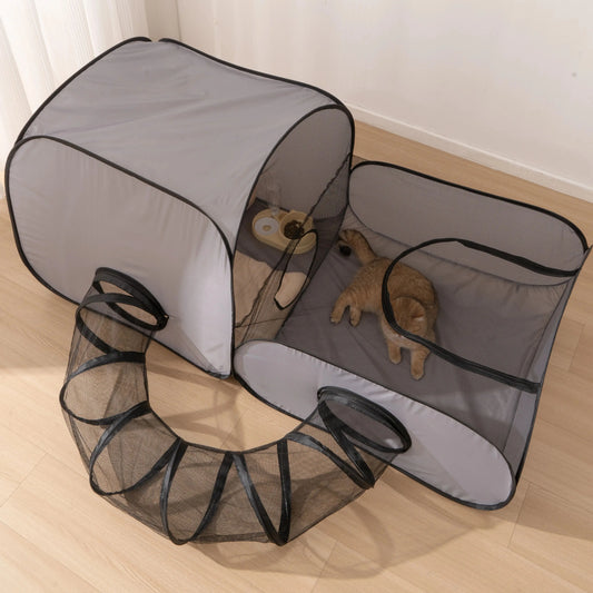 Oxford Cloth Cats And Dogs Bed With Foldable Play Tunnel Nest