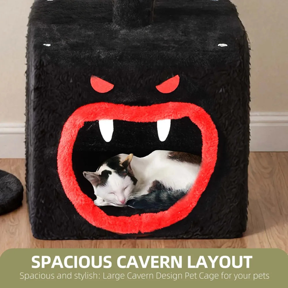 Hign-concerned Gothic Cat Tree Coffin Bed Tower with Sisal Posts