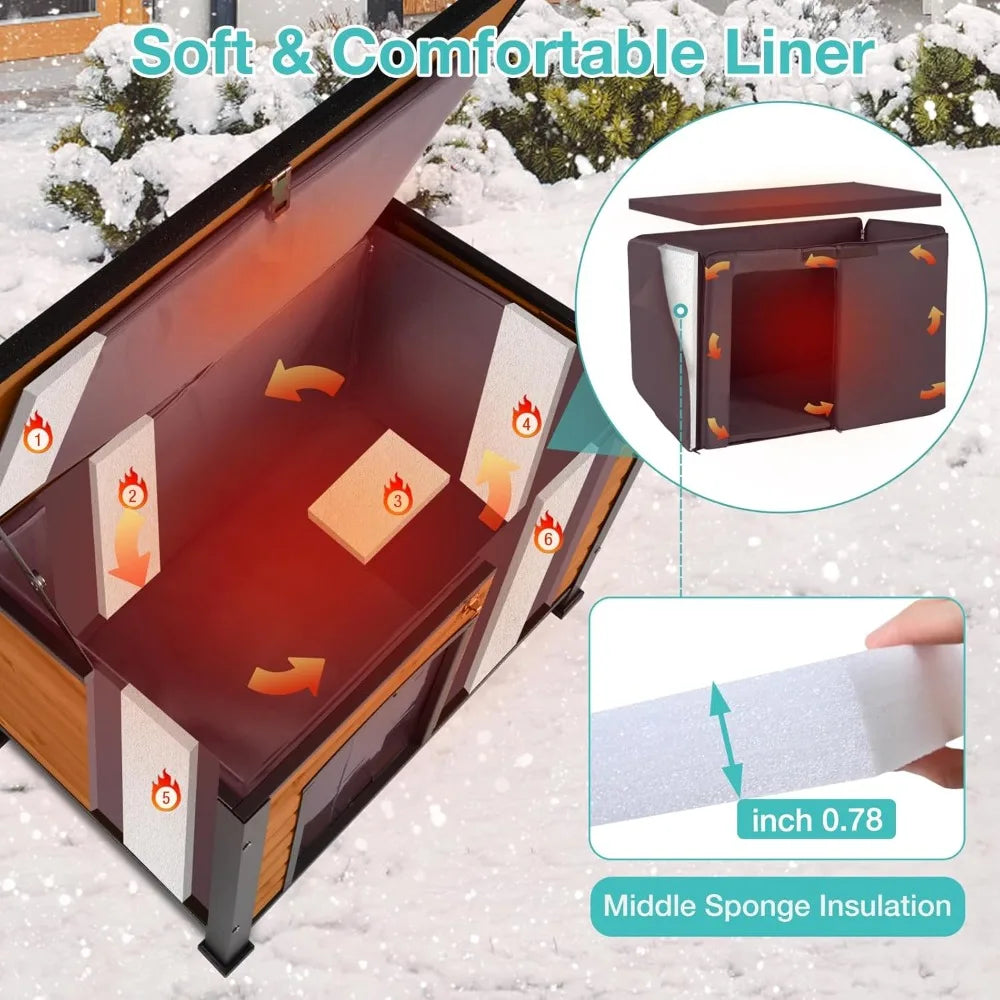 Outdoor Heated Dog House With Anti Chew Iron Frame