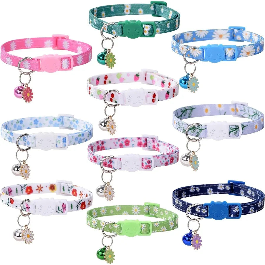 Hign-concerned Floral Cat Collar Set With Breakaway Safety