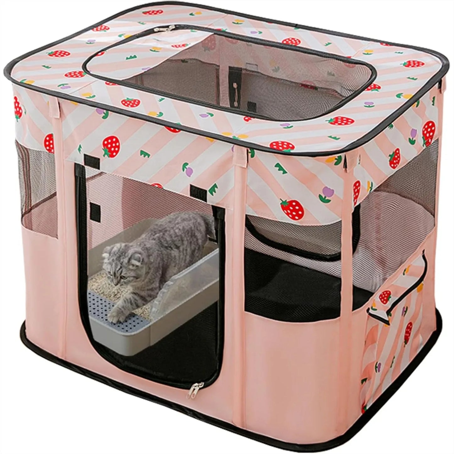 Portable Cat Playpen and Collapsible Dog Kennel for Small Pets