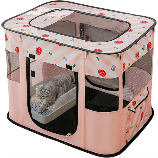 Portable Cat Playpen and Collapsible Dog Kennel for Small Pets