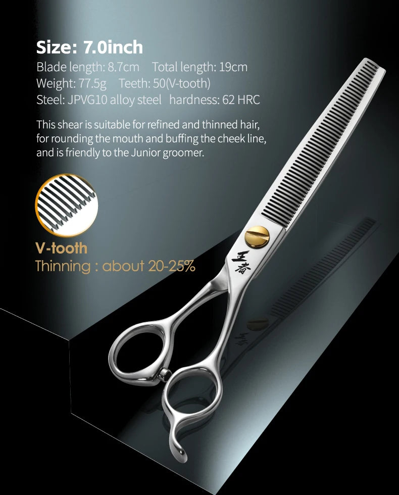 Fenice King Series VG10 Steel Dog Grooming Scissors Straight Curved Thinning