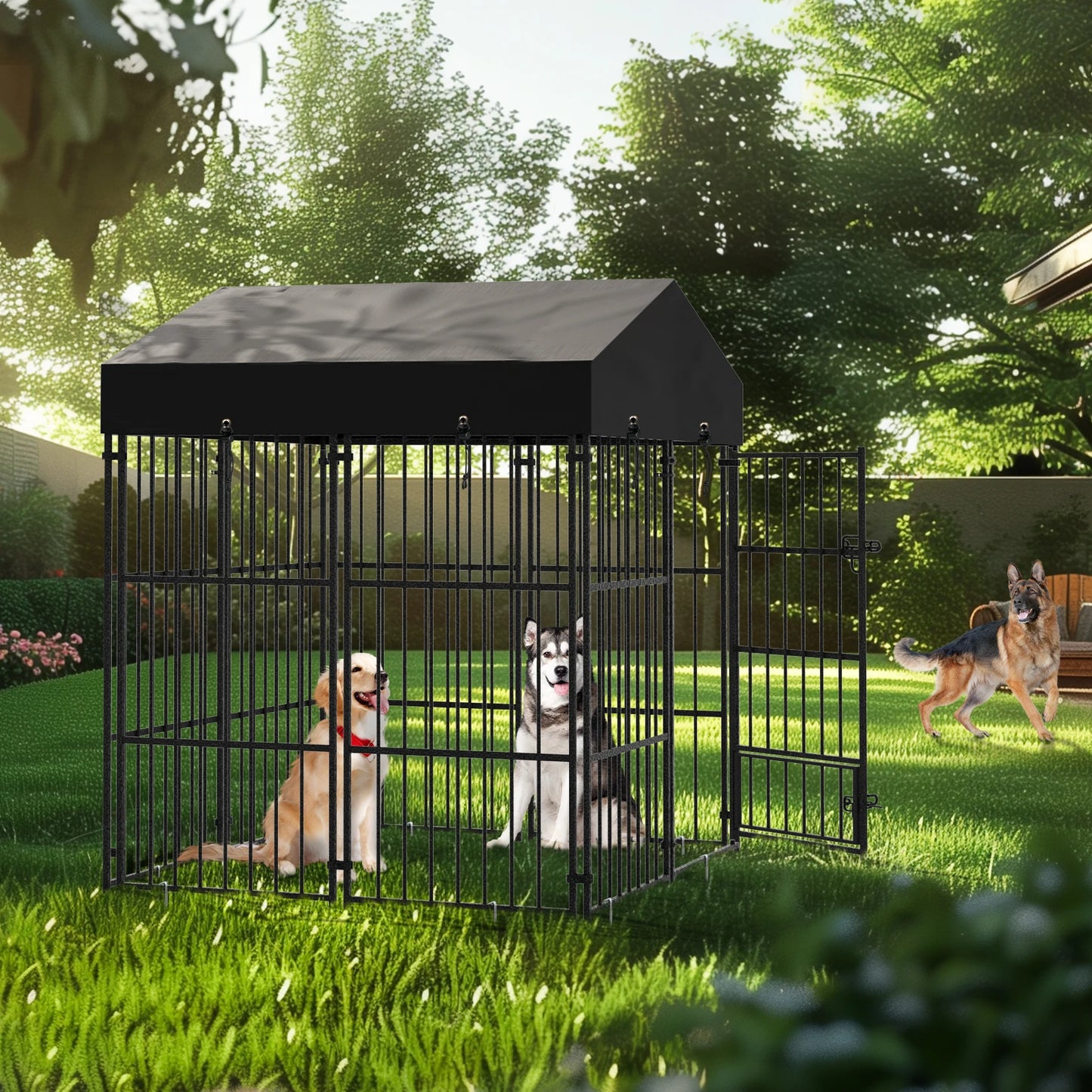 Hign-concerned Luxury Outdoor Dog Kennel Playpen With Roof