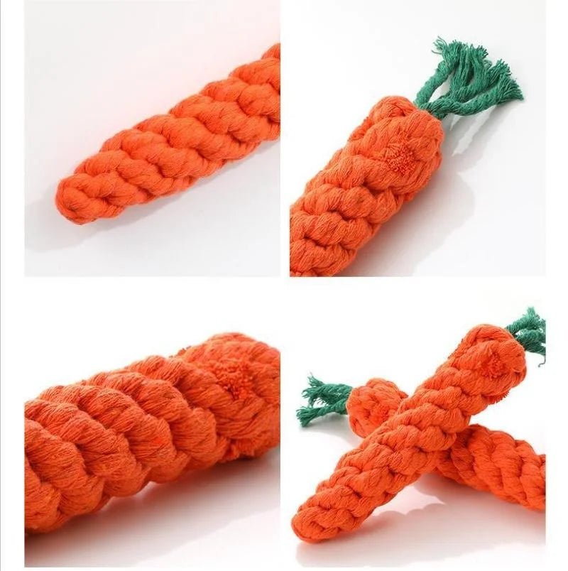 Carrot Shape Knot Dog Cat Toy Cotton Rope Chew Toy