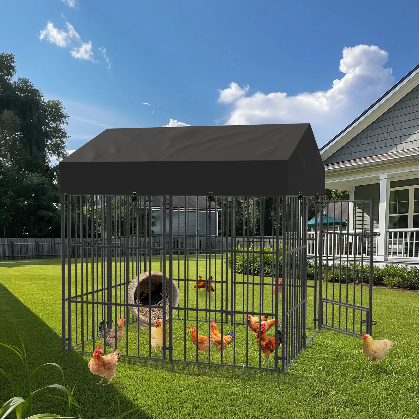 Hign-concerned Luxury Outdoor Dog Kennel Playpen With Roof
