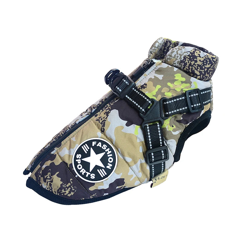 Winter Waterproof Dog Jacket With Harness For Labrador Chihuahua Outdoor