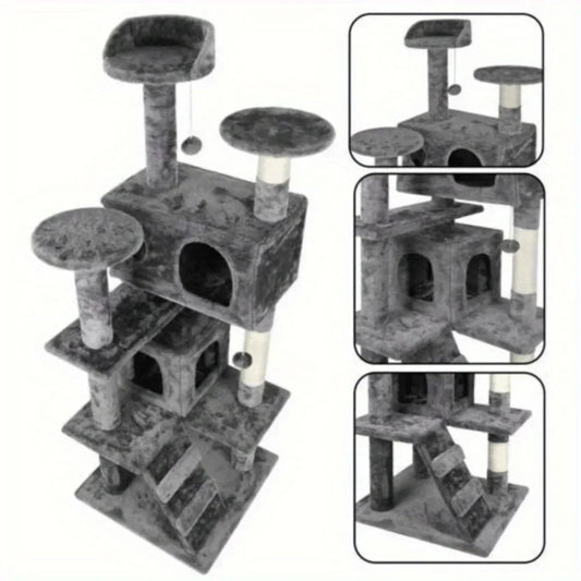 Zhejiang Cat Tree Tower Three Tier Wood Plush Sisal Posts