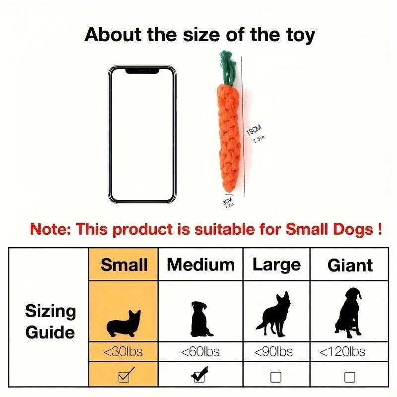 Carrot Shape Knot Dog Cat Toy Cotton Rope Chew Toy