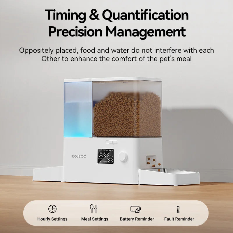 ROJECO 2In1 Automatic Pet Feeder And Water Fountain