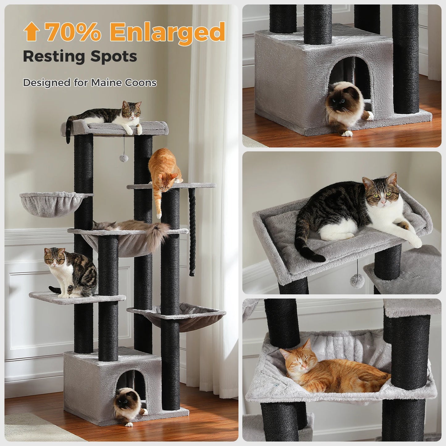 PAWZ Road Cat Tree With Five Levels and 11 Sisal Posts