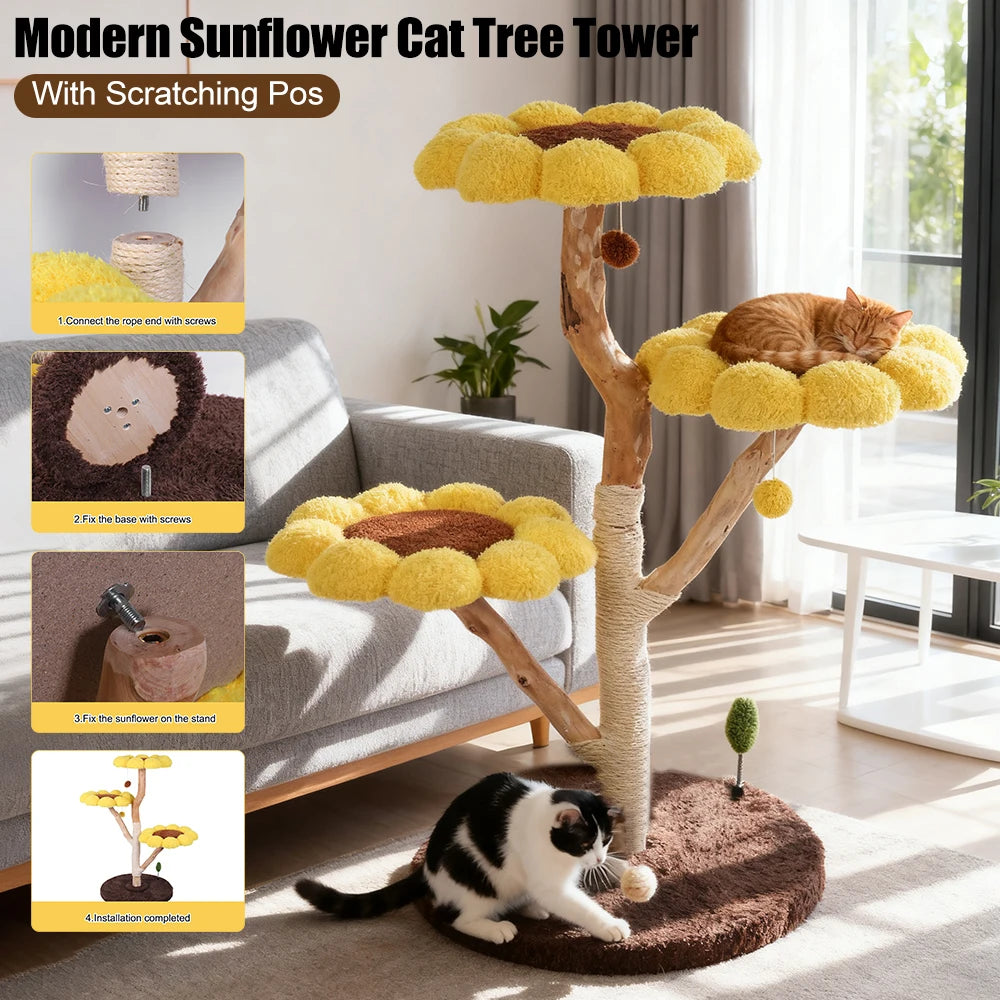 CN Guangdong Sunflower Cat Tree With Natural Scratching Post