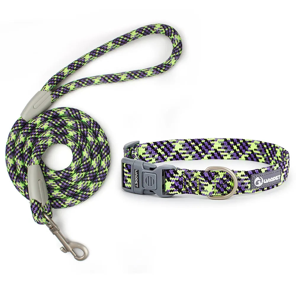 Dog Leash And Collar Set Reflective Quick Release For Dogs
