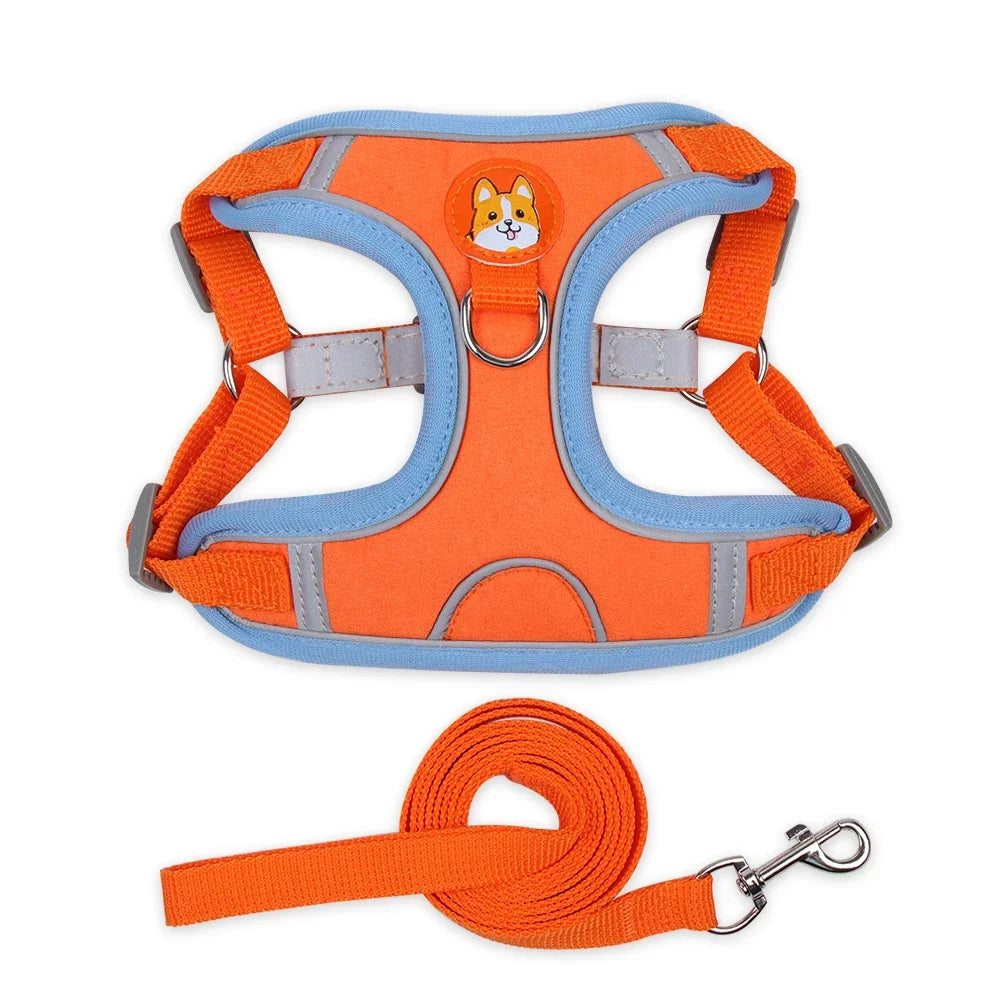 Adjustable Dog Harness And Leash Set Reflective For Pets Walking