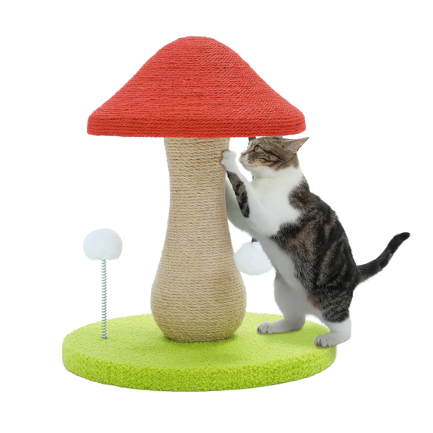 PAWZ Road Mushroom Cat Scratching Post With Sisal And Pompoms