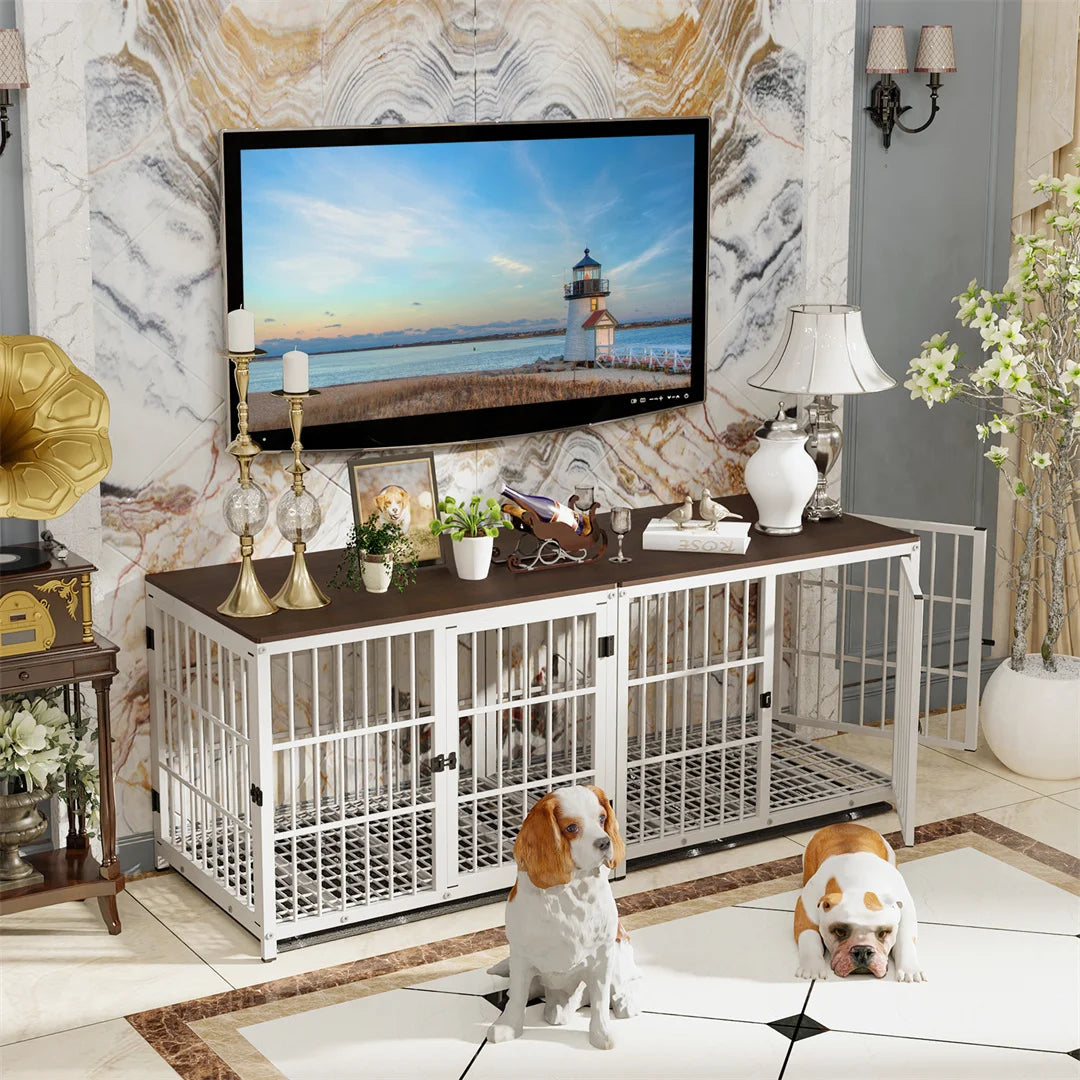 BINGOPAW Furniture Style Dog Crate End Table With Three Doors