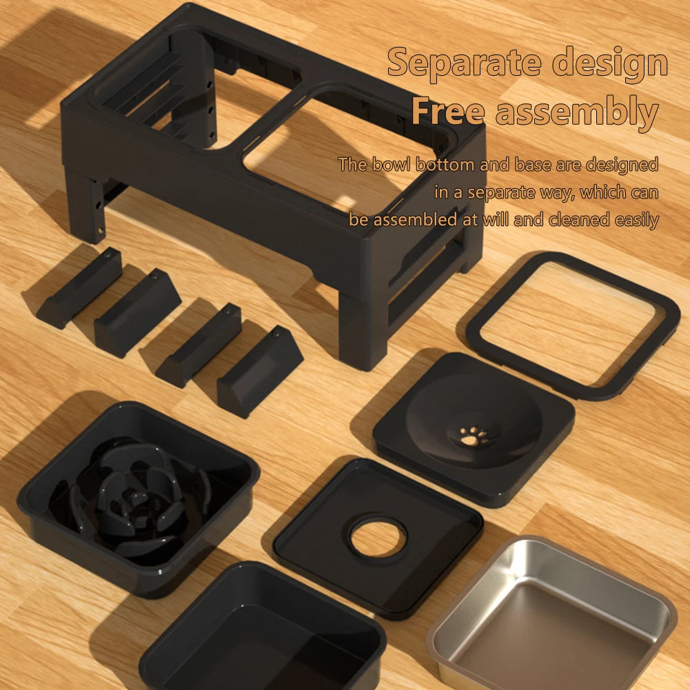 TWISTER.CK Elevated Dog Food Slow Feeder With Adjustable Stand