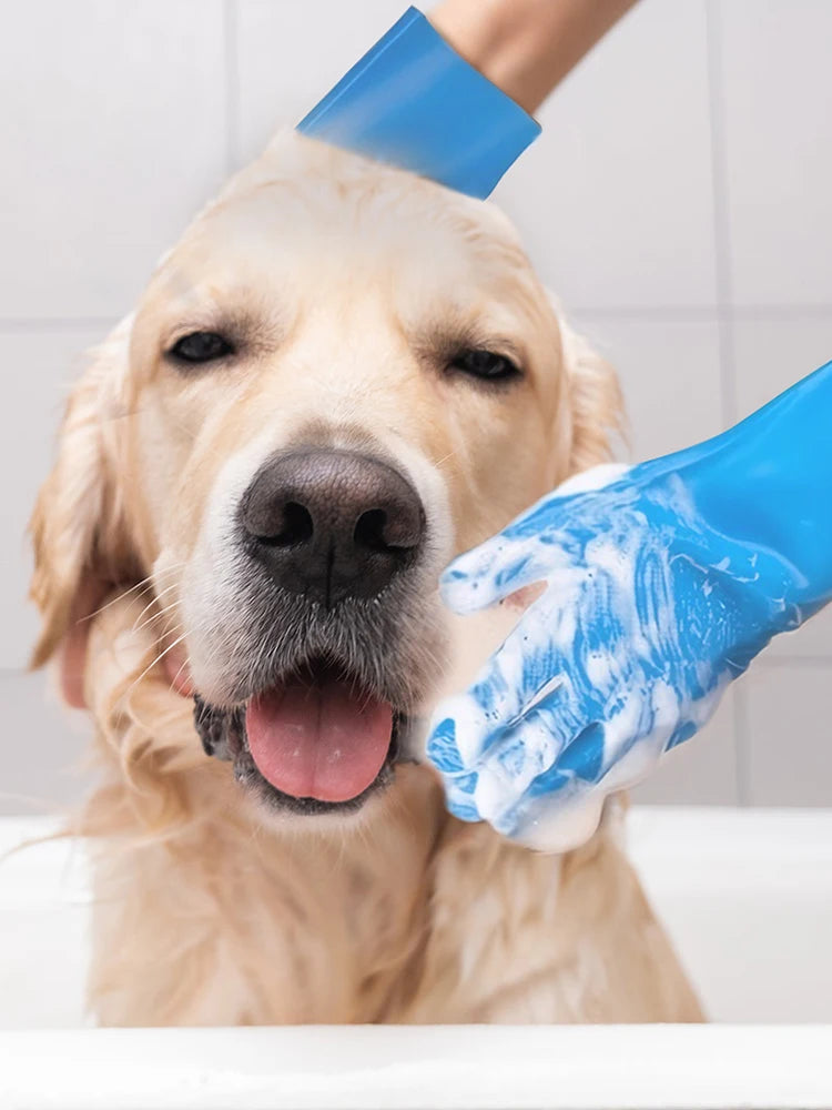 APWIKOGER Pet Grooming Kit Silicone Dog Bath Gloves Brush Toothbrush