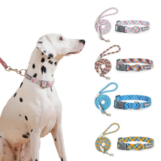 Dog Leash And Collar Set Reflective Quick Release For Dogs