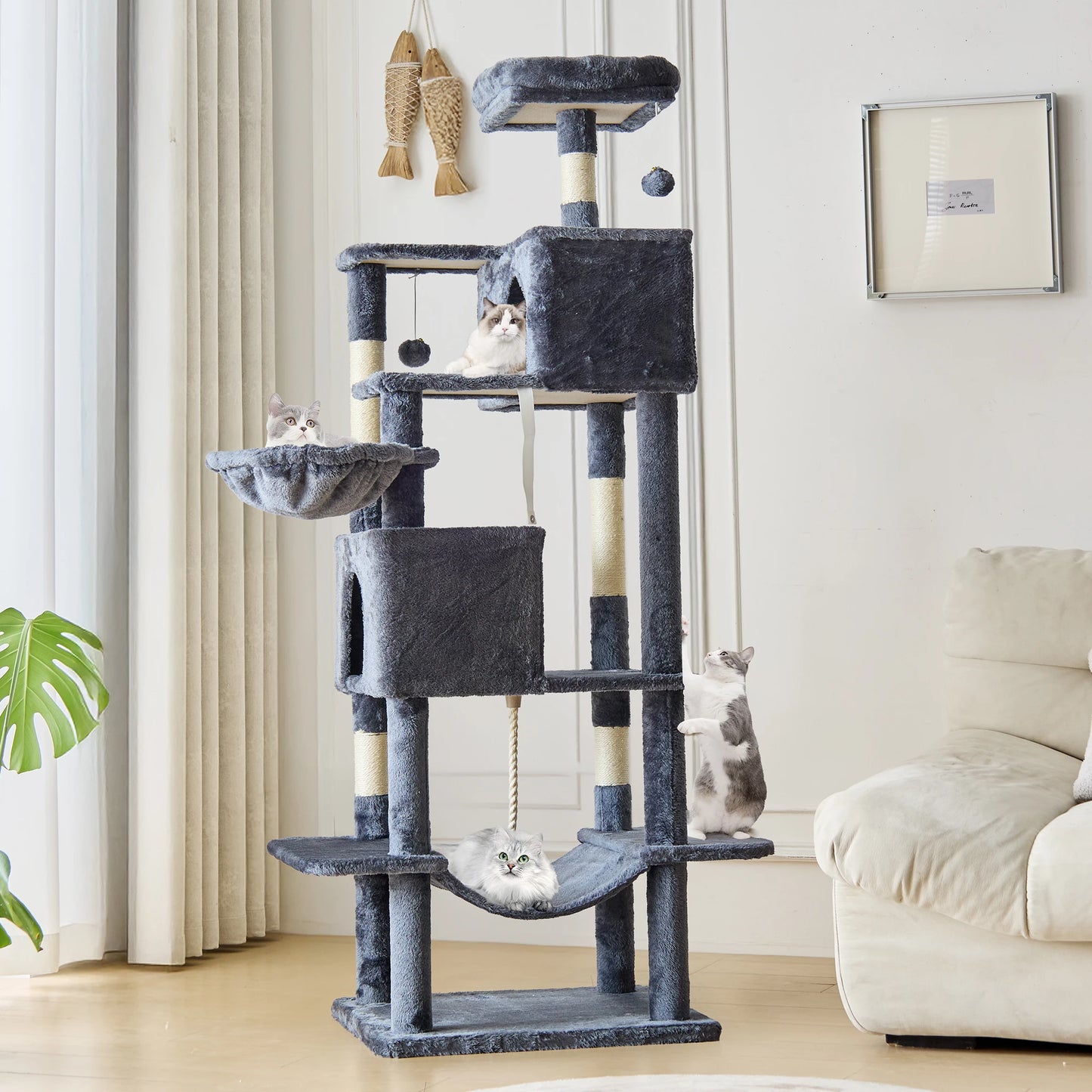 JHK Multi Level Cat Tree Tower With Condo Sisal Posts