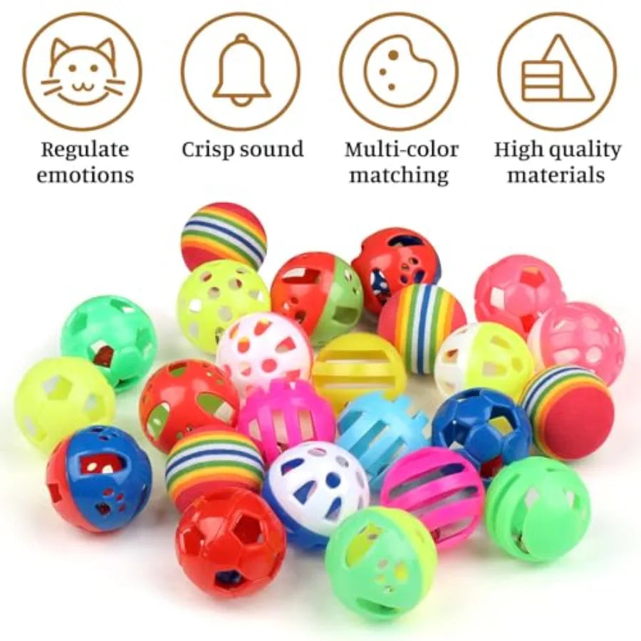 Hign-concerned 24 Pack Plastic Ball Cat Toys With Bell Jingle