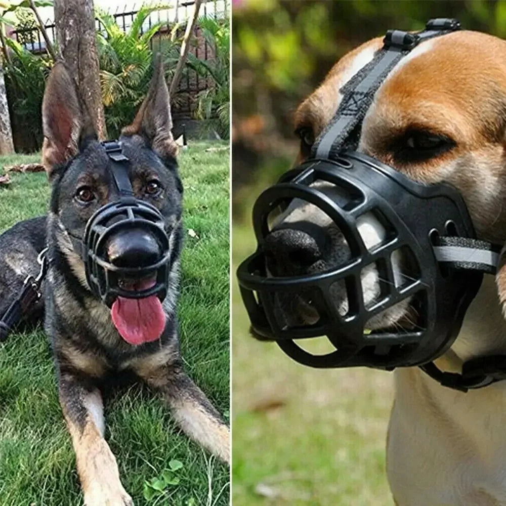 Adjustable Dog Muzzle Anti Biting With Reflective Strip Breathable Plastic