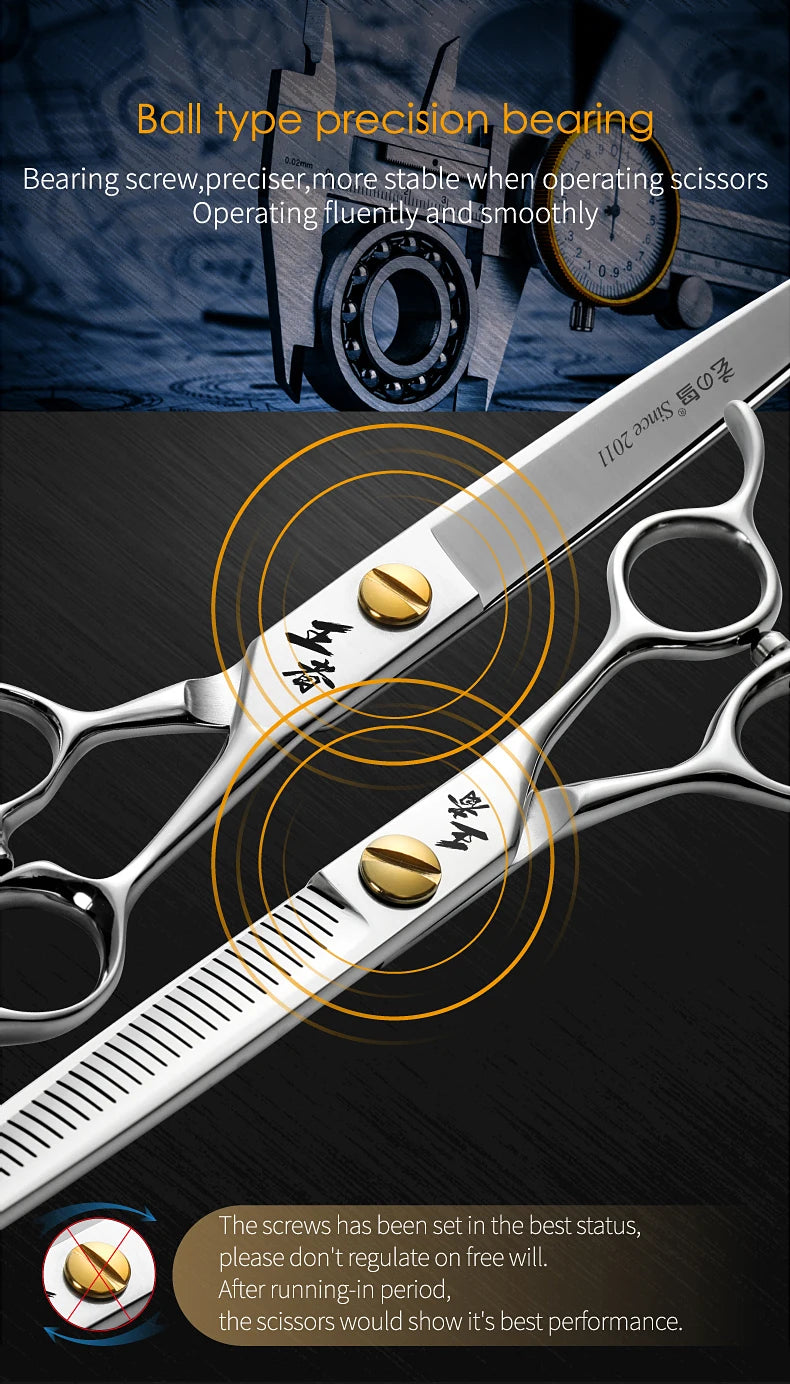 Fenice King Series VG10 Steel Dog Grooming Scissors Straight Curved Thinning