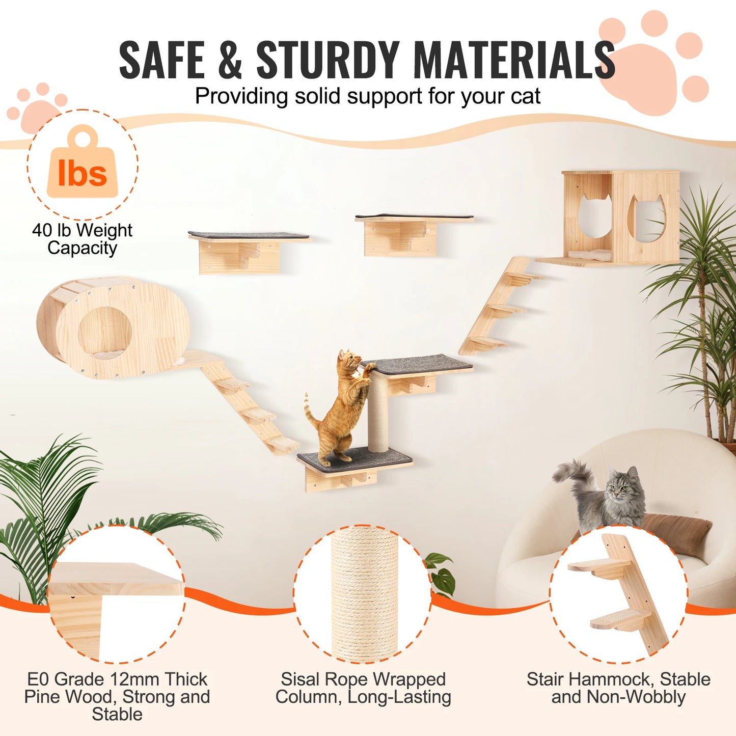 Wall Mounted Cat Shelves And Jumping Perches Cat Tree Furniture