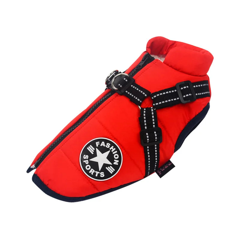 Winter Waterproof Dog Jacket With Harness For Labrador Chihuahua Outdoor