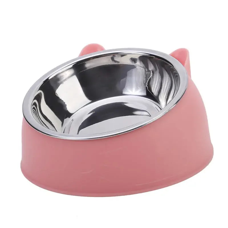 High Concerned Stainless Steel Cat Bowl Inclined Feeding Dish